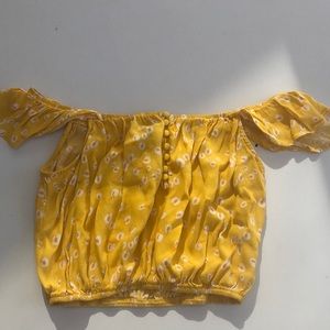 Off the shoulder yellow top